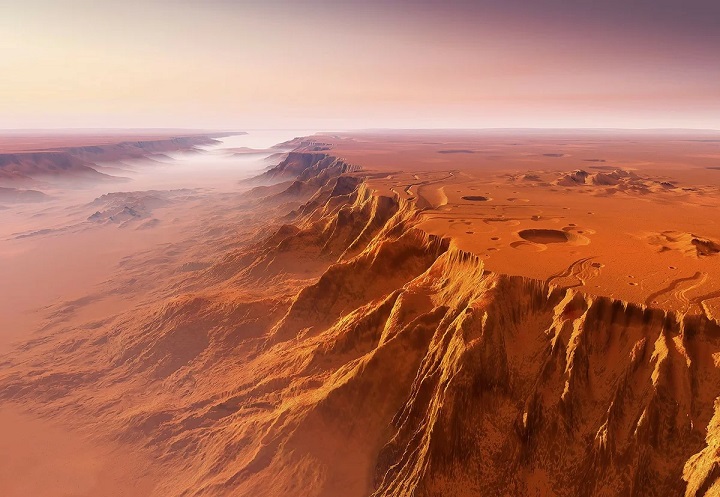 На Южном полюсе Марса обнаружена «стена» протяженностью 250 километров